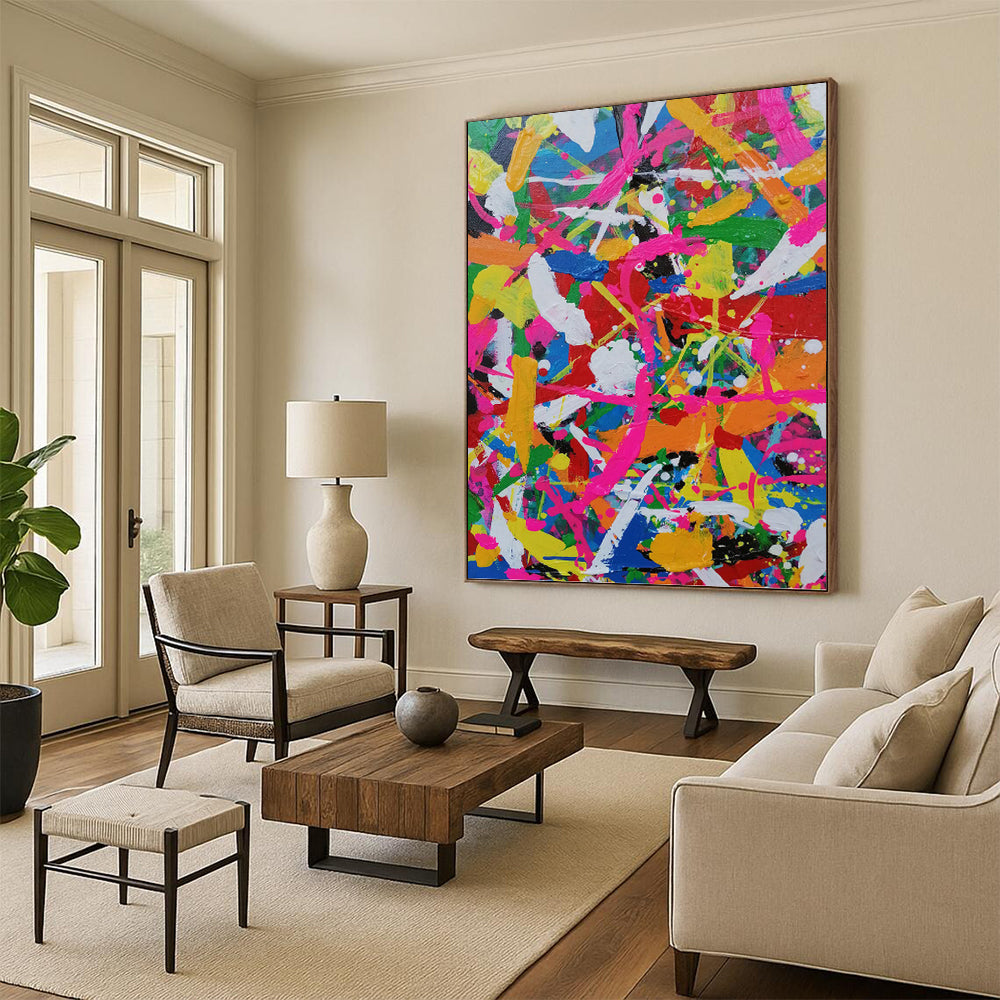 “Color - Explosion Abstract” - Abstract Expressionist Painting On Canvas PT1277