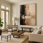 “Earthy - Toned Abstract with Subtle Silhouettes” - Impressionistic Abstract Painting On Canvas PS0252