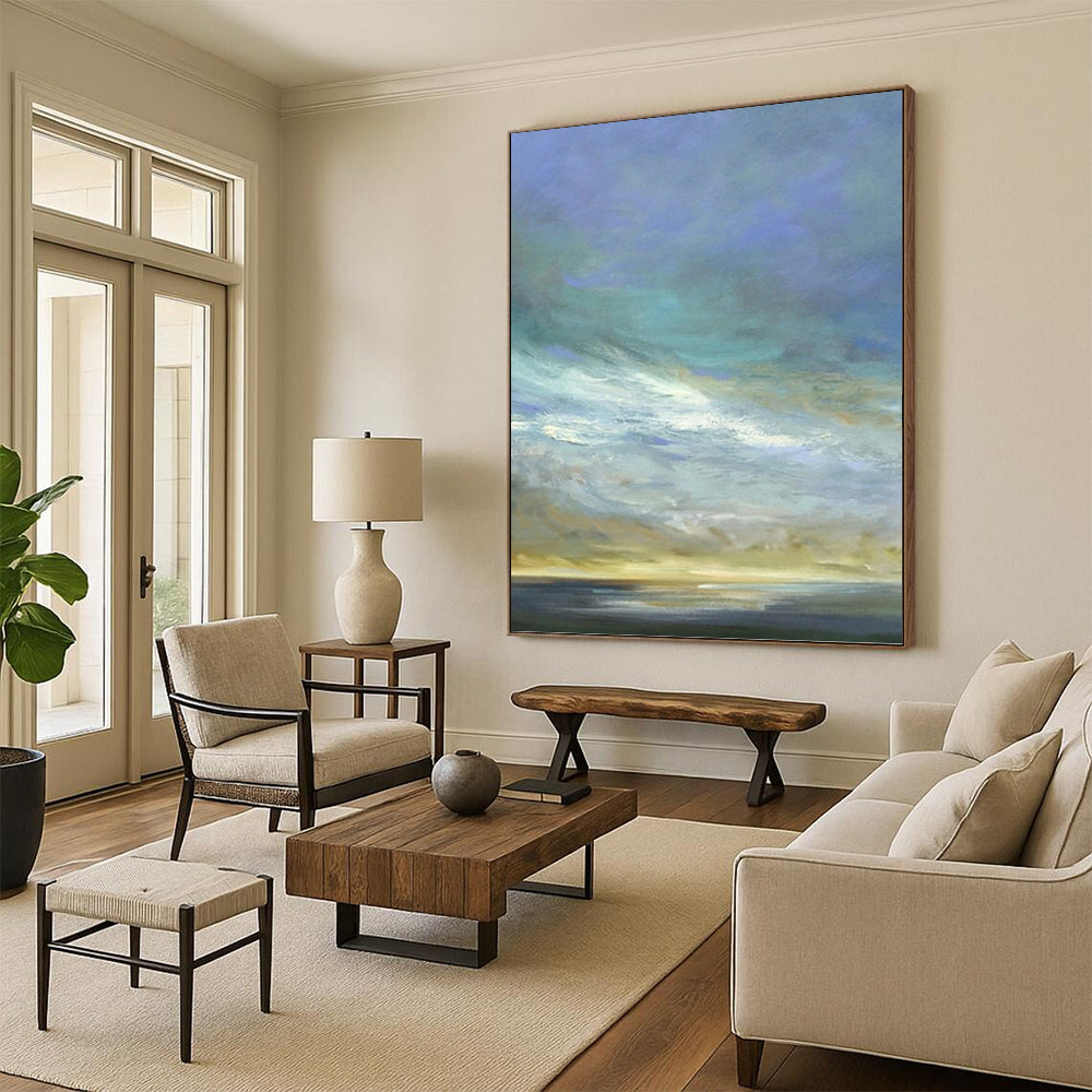 “Sky and Sea Variation: Soothing Impressionistic Art” - Calming Coastal Art On Canvas PT0954