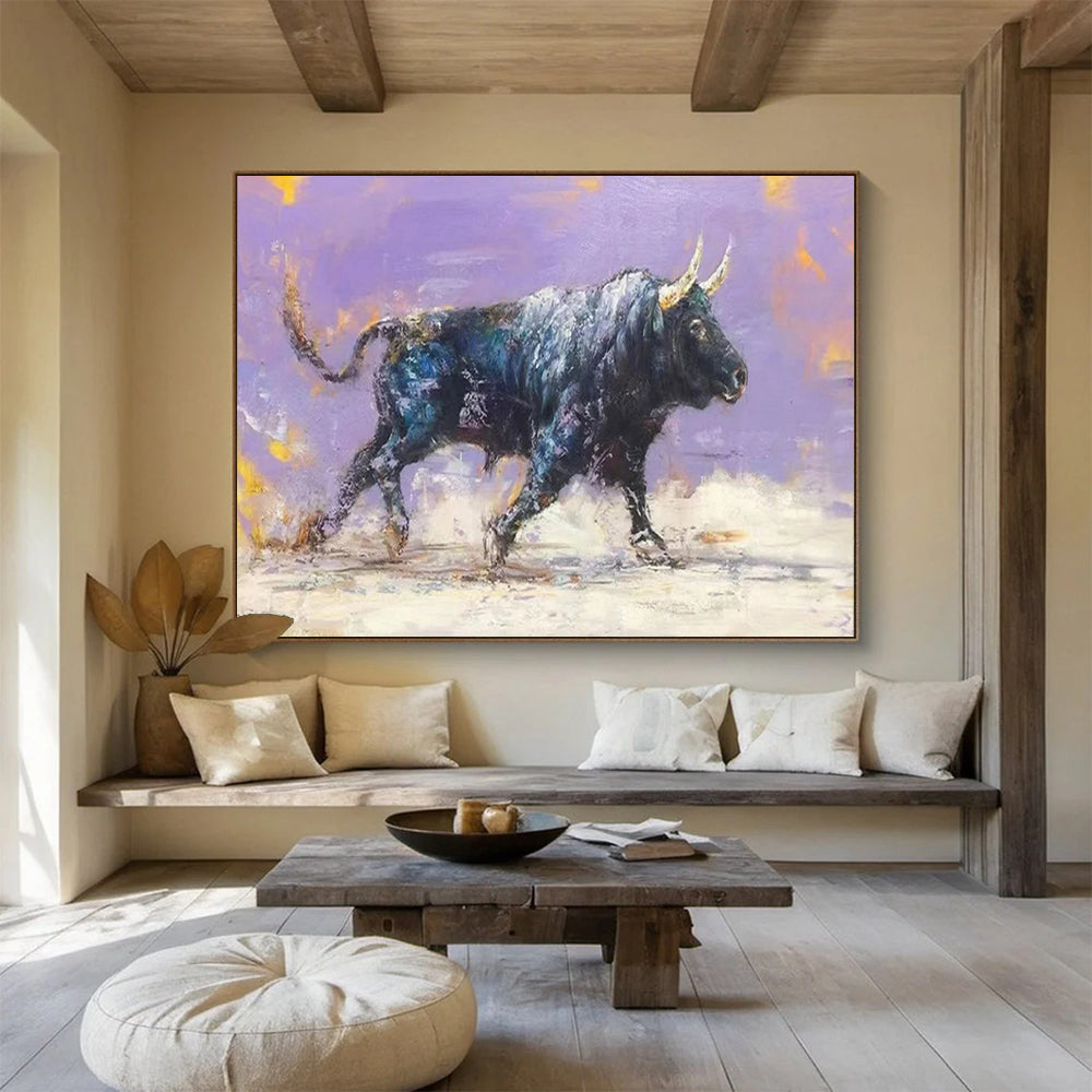 “Vibrant Bull Portrait” - Expressionist Animal - Painting On Canvas PT1741