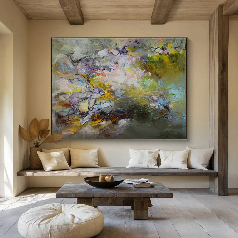 Color Swirl Abstract: Expressive & Colorful Painting for Bohemian Café & Art Studio Break Area DKS658