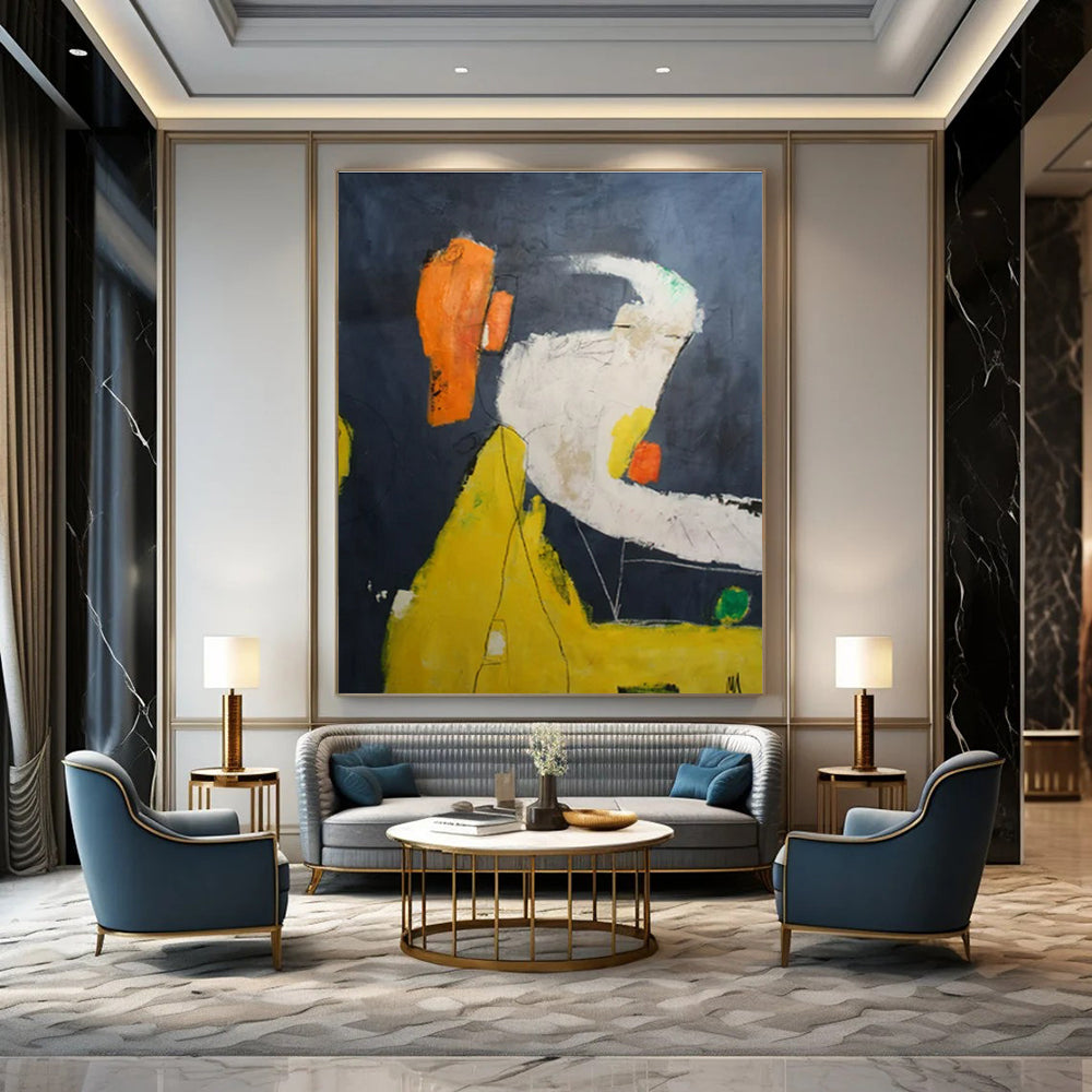 Dark Background, Bright Shapes "Night Playground" Abstract Painting On Canvas PS1412