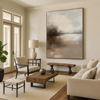 “Muted Gray - Brown Landscape Haze” - Atmospheric Abstract Painting On Canvas PT1874