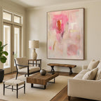 “Pink - Gold Abstract” - Pink, Beige, Gold Abstract Painting On Canvas PS0441