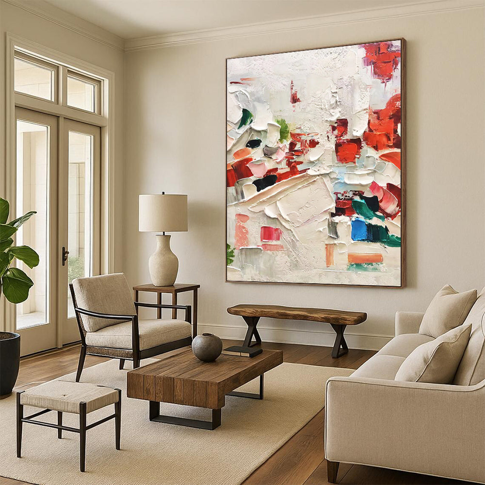 “Thick Paint Abstract Composition” - Impasto Abstract Painting On Canvas PT1044