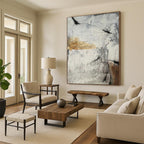 “Grey and Brown Abstract Textures” - Industrial Abstract Painting On Canvas DS338