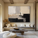 “Black - Beige Abstract Contrast” Abstract Painting On Canvas DKS241