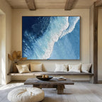 “Deep Blue Ocean Waves” - Aerial Abstract Painting On Canvas PT256