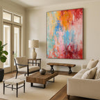 “Rainbow - Toned Abstract Burst” - Abstract Expressionist Painting On Canvas PS0030