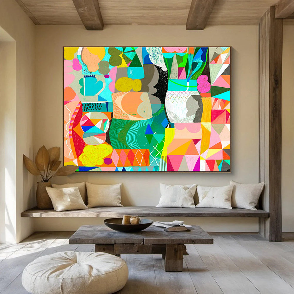 Colorful Geometric Abstract Painting On Canvas DKS065