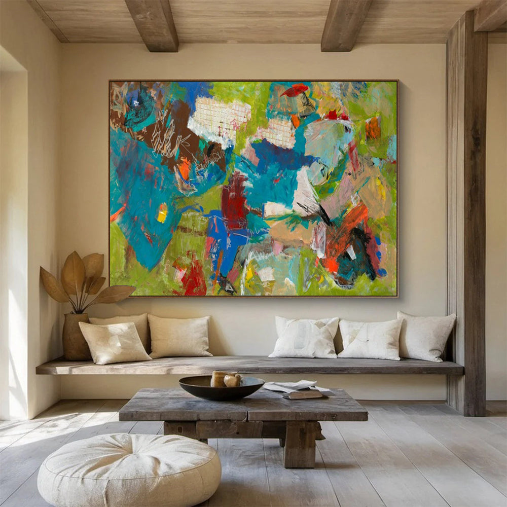 “Vibrant Chaos & Colorful Shapes” - Abstract Expressionist - Inspired Painting On Canvas PT1677