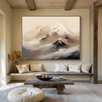 Misty Mountain Peaks in Neutrals - Abstract Landscape Painting On Canvas DKS325