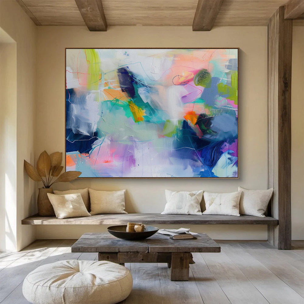 “Vibrant Color Collision” - Energetic Abstract Painting On Canvas DKS497