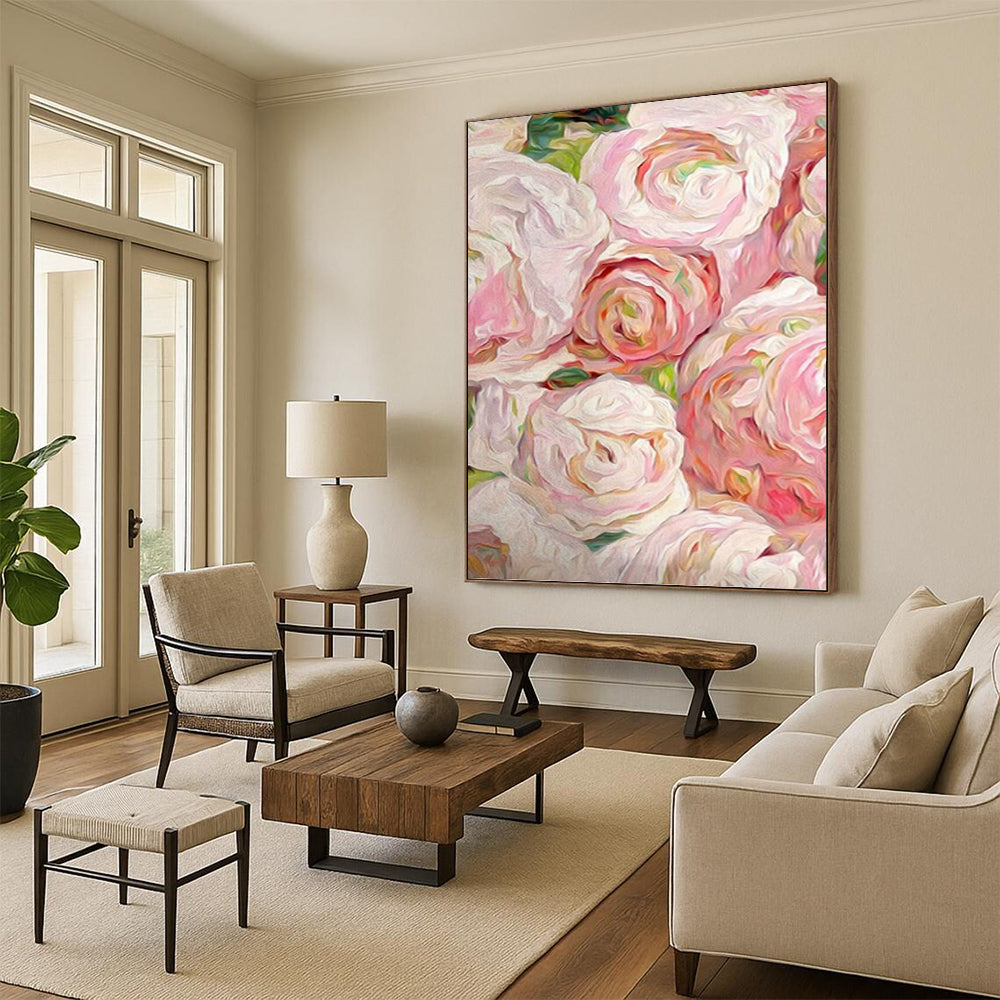 “Pink and White Floral Impressionist Painting” - Botanical Impressionism On Canvas PT0983