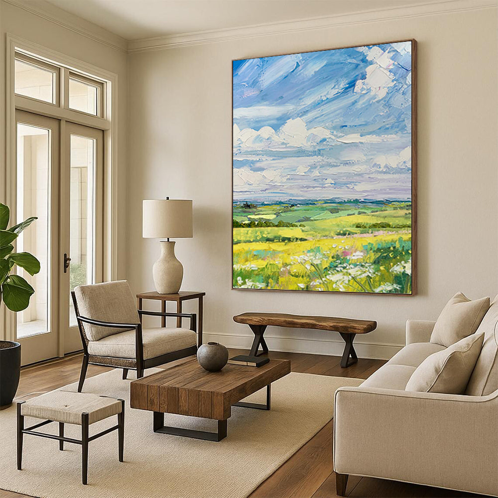 “Vibrant Countryside View” - Impressionistic Landscape Painting On Canvas PT1050
