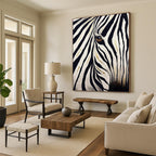 “Golden - Striped Zebra Gaze” Painting On Canvas PT1446