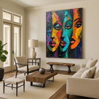 Colorful Visions Vibrant Cubist Faces, Painting On Canvas PT2161