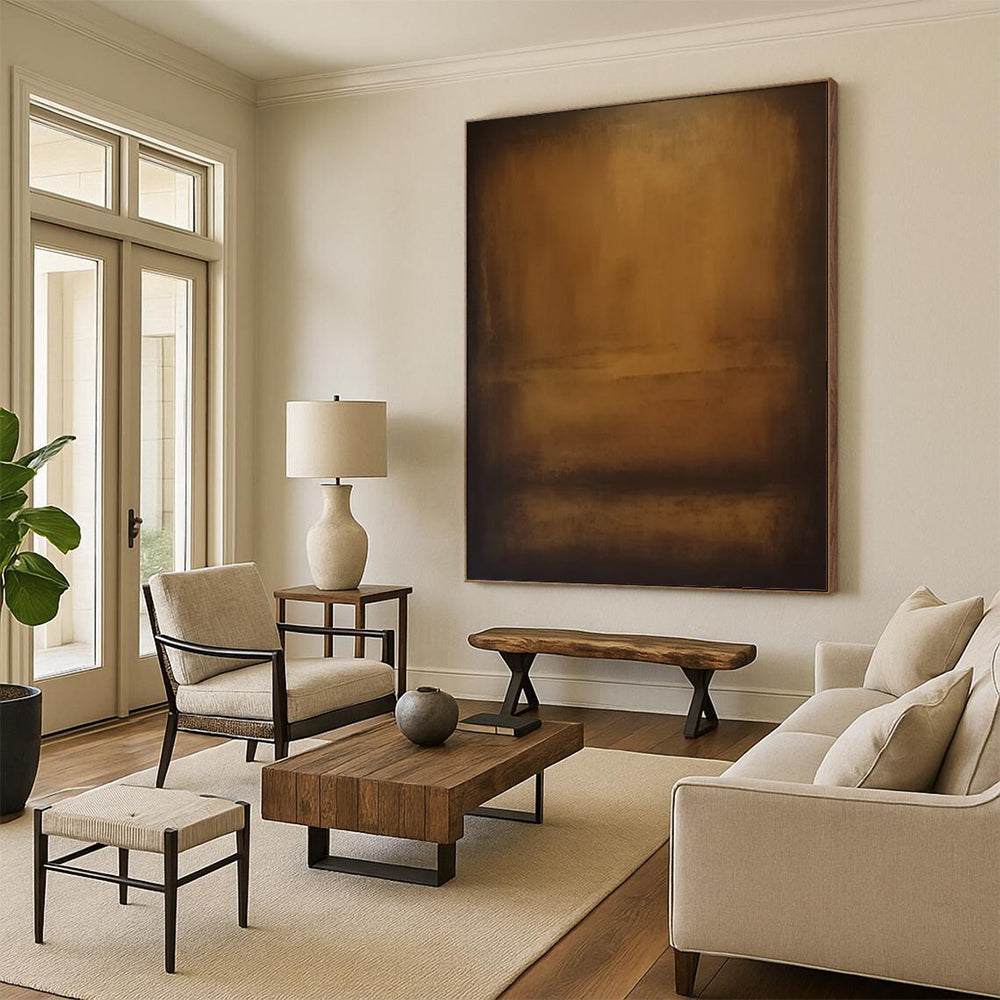 “Warm Brown Gradient” - Subtle Abstract Painting On Canvas DS372