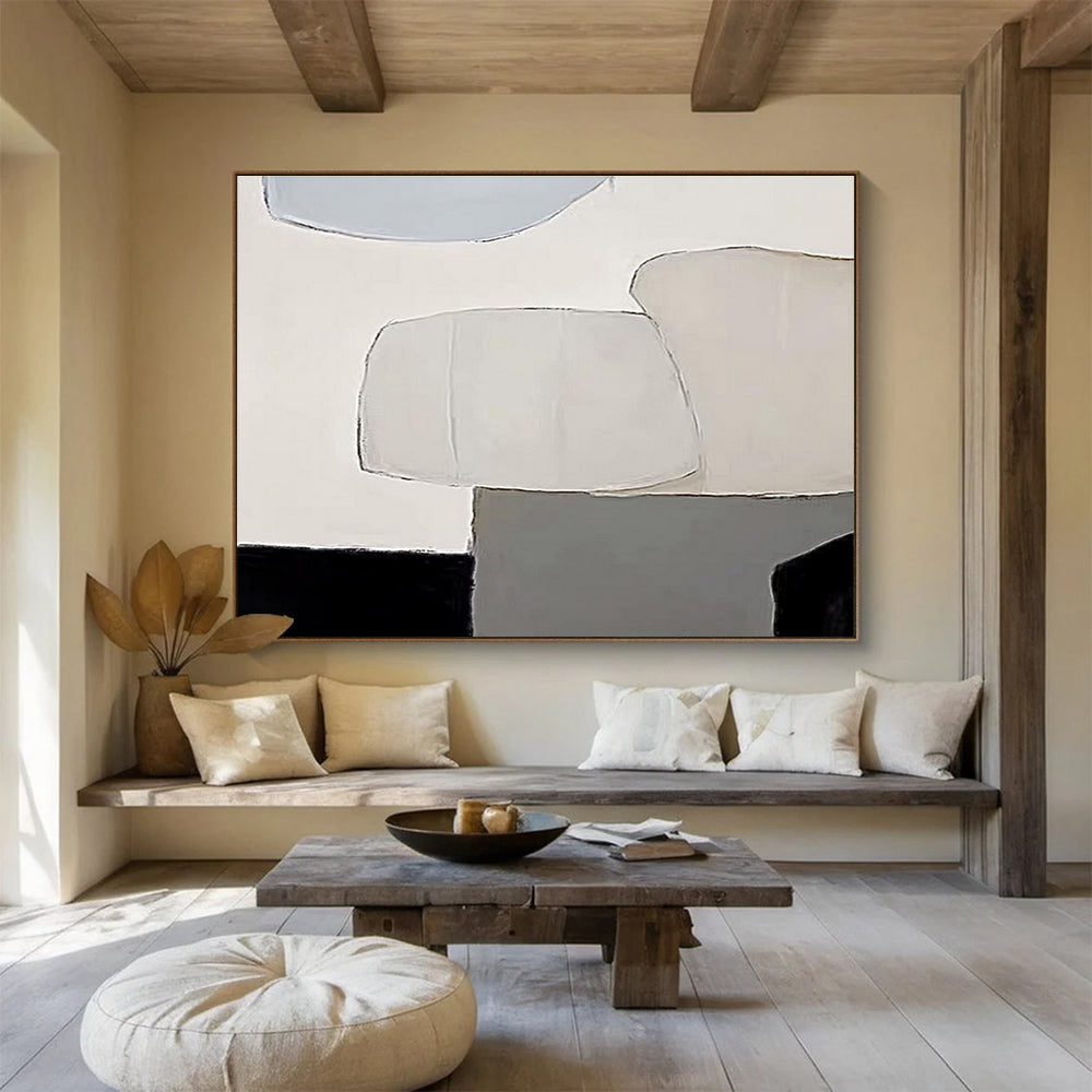 “Soft - Toned Minimalist Abstract Shapes” - Minimalist Abstract Painting, Great for Nursery & Guest Room DKS597