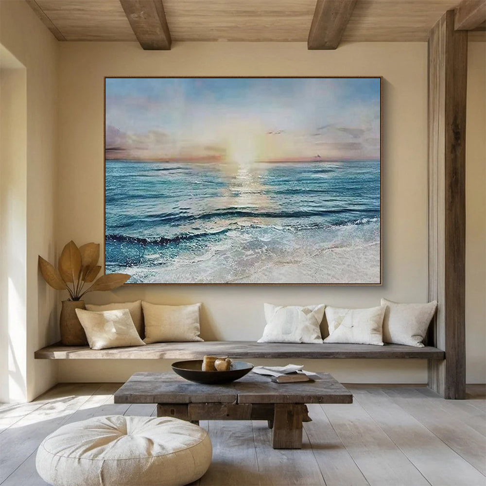 “Sunset Sea Horizon” - Realistic Landscape Painting On Canvas PT258