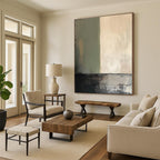 “Green - Beige Minimalist Abstraction” - Green, Beige, Gray Abstract Painting On Canvas PS0487