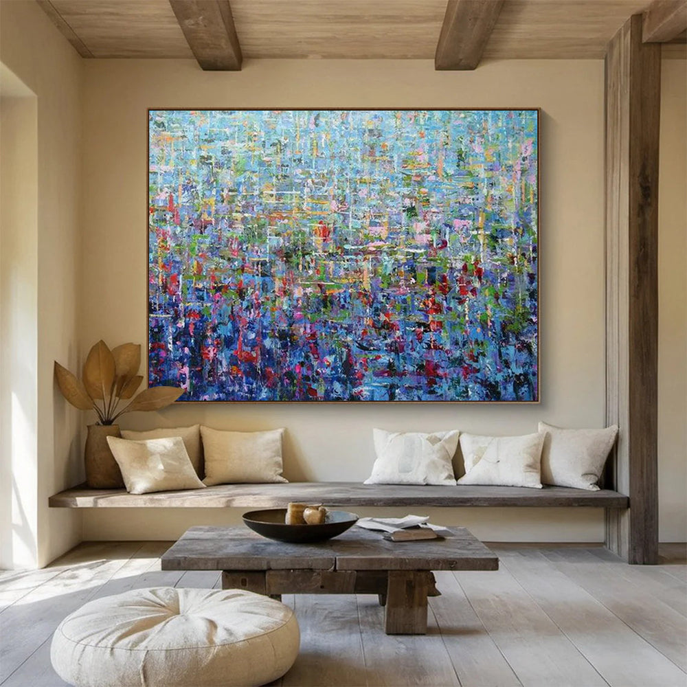 “Blue Based Colorful Abstract Mosaic” Abstract Mosaic Painting On Canvas PT1796