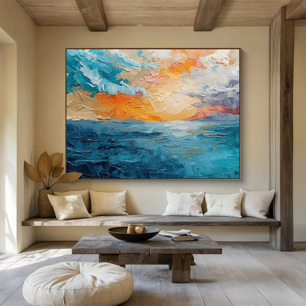 “Textured Sea Sunset” - Impasto Seascape Painting On Canvas DKS503
