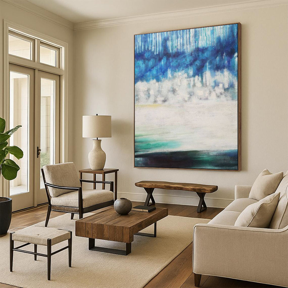 “Blue - White Abstract Forest” - Abstract Landscape Painting On Canvas PT1974