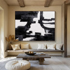 Black & White Abstract Composition Painting On Canvas DKS018