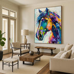 “Rainbow - Colored Horse” - Expressionist Animal Painting On Canvas PT2239