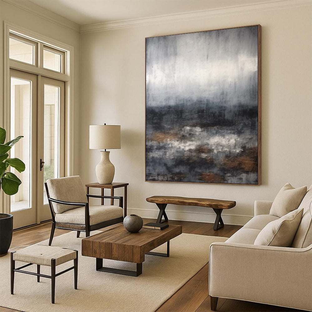 “Grey - Toned Abstract Landscape” - Moody Landscape - Inspired Painting On Canvas DS368