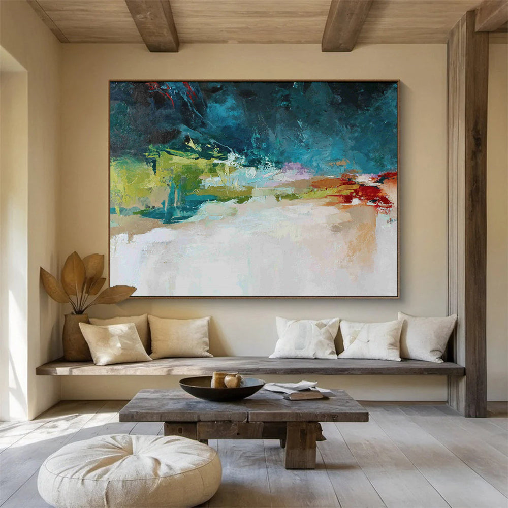 “Colorful Abstract Horizon” - Abstract Landscape Painting On Canvas DKS510