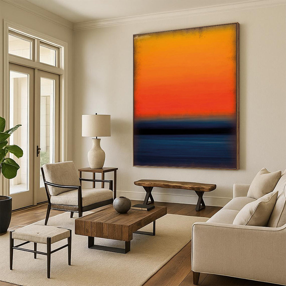 “Orange - Red Horizon” - Minimalist, Sunset - Inspired Painting On Canvas PT1601