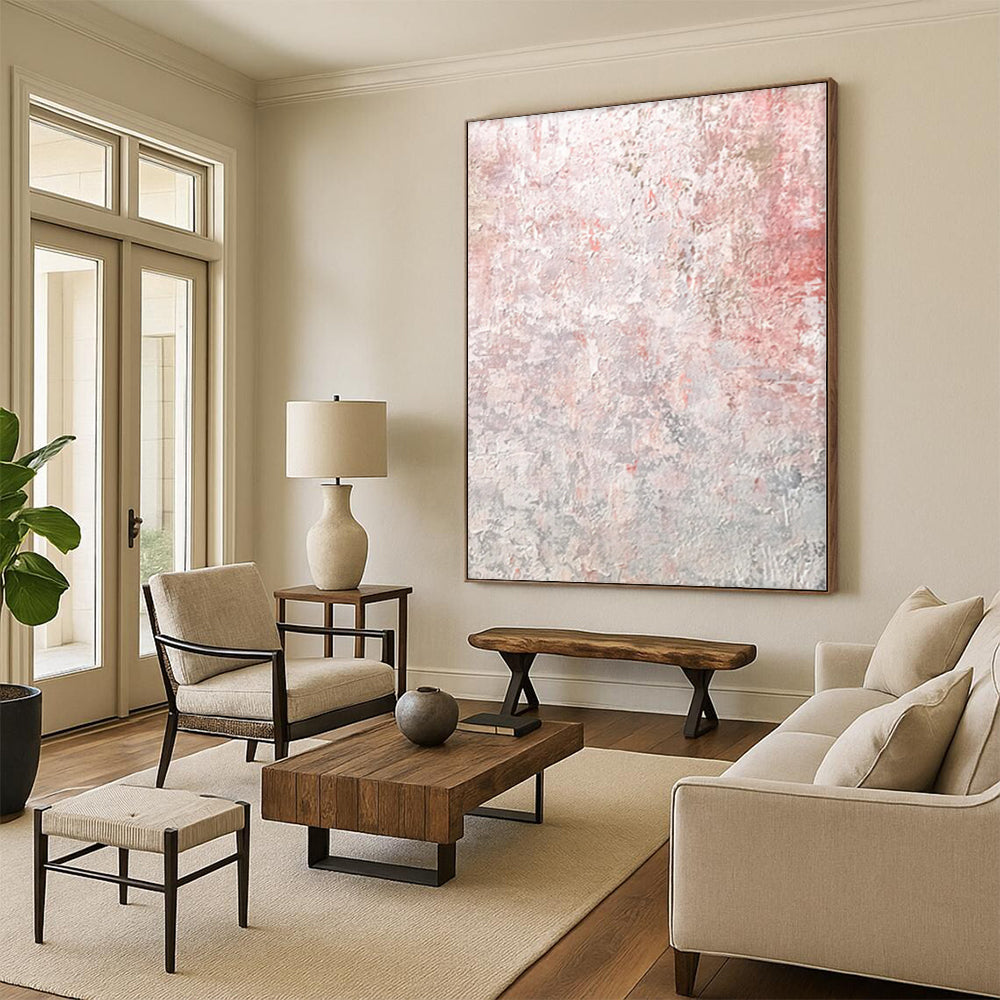 “Blush - Gray Abstract Texture” - Minimalist Abstract Painting On Canvas PS0050