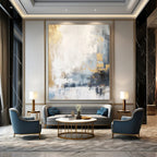 Gray, White, Gold, Blue with Abstract Blends "Blended Beauty" Abstract Painting On Canvas PS1339