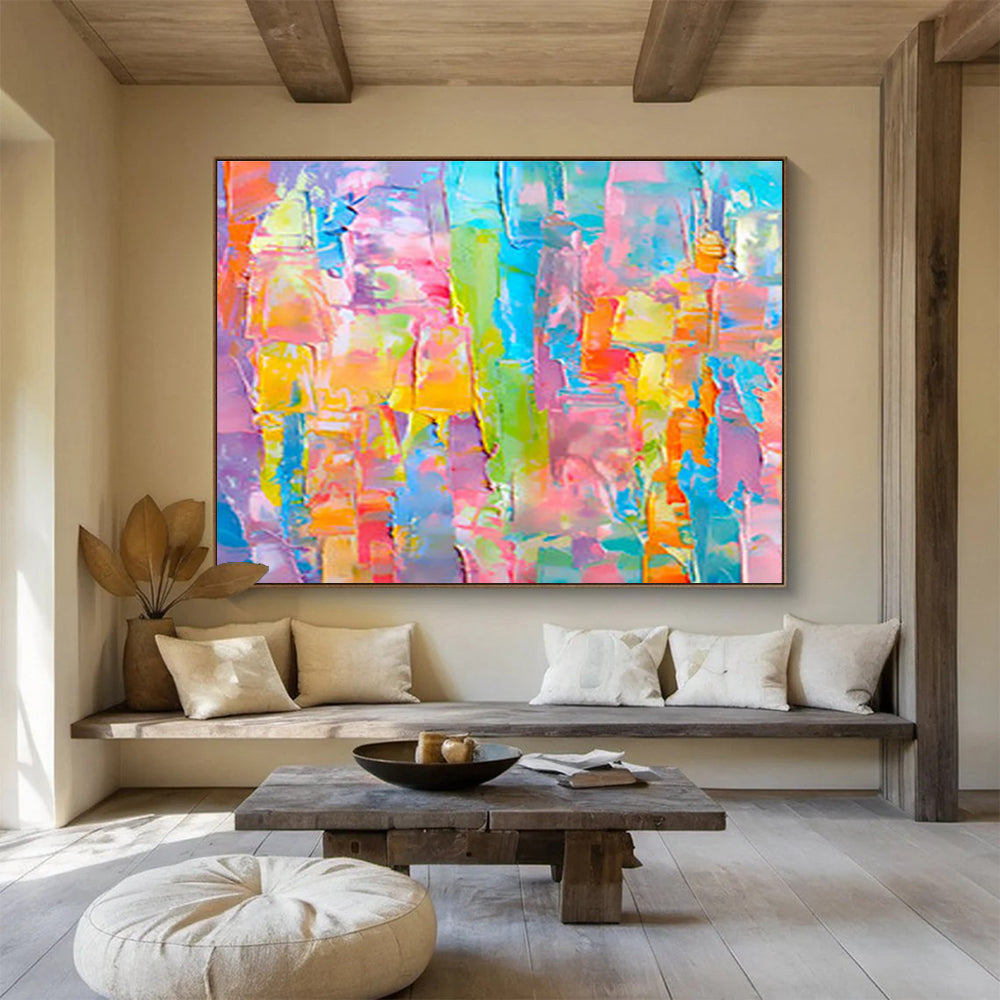 “Colorful Block Abstract” - Vibrant Palette Abstract Painting On Canvas DKS381