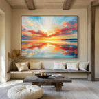 “Vibrant Sunset Seascape” - Realistic Seascape Painting, Great for Beach House & Home Office DKS622