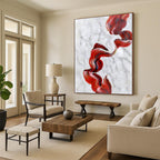 “Red - Blue - White Abstract Flowing Ribbons” - Graceful Abstract Painting On Canvas PS0307