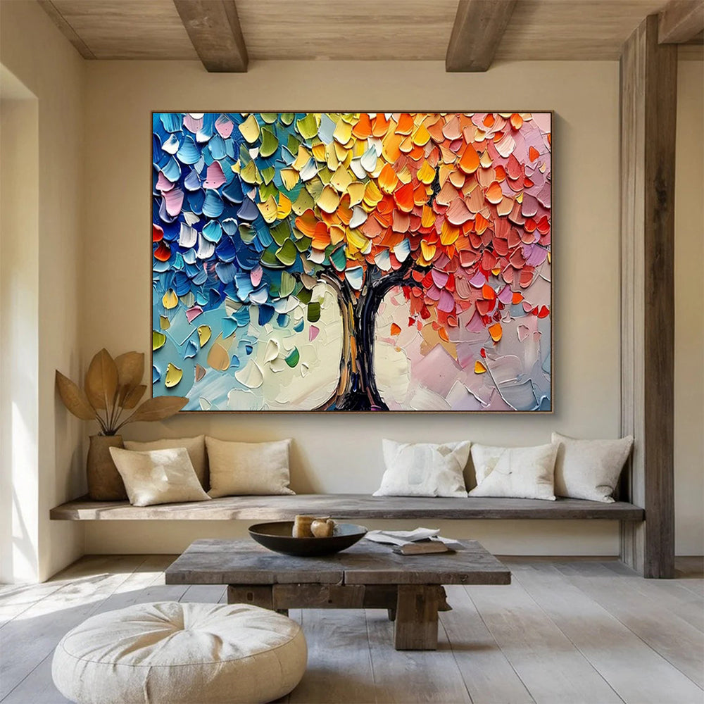 “Colorful Tree of Life” - Impasto Oil Painting On Canvas DKS798