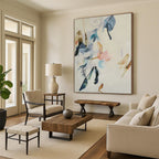 “Pastel Floral Flow” - Blue, Pink, Purple Abstract Painting On Canvas PS0456