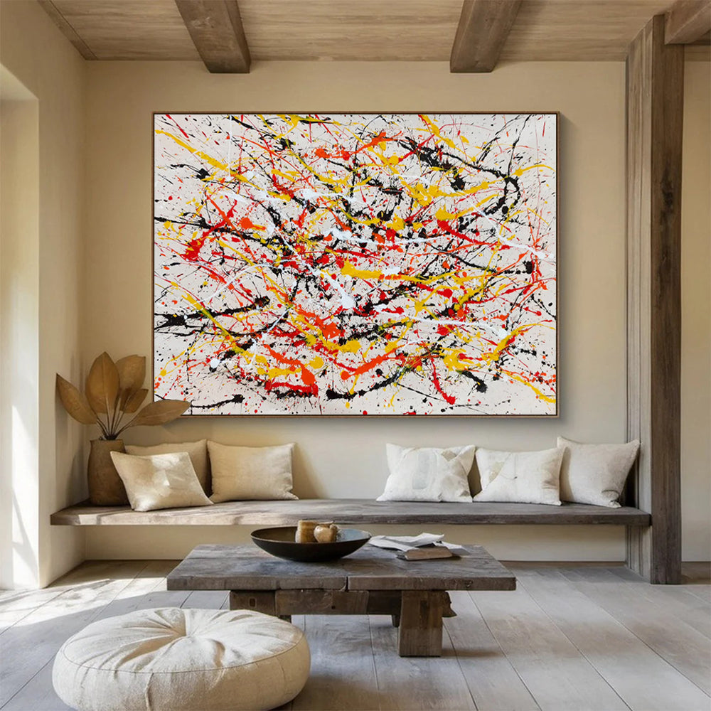 “Yellow - Red Splatter Dynamism” Painting On Canvas DKS303