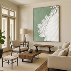 “Green and White Textured Abstract” - Abstract, Green - Accented Painting On Canvas PT1502