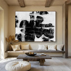 “Monochrome Layered Abstract” - Textured Abstract Painting On Canvas PT134