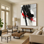 Red, Black, Gray, White Dramatic Streaks “Passion Unleashed” - Painting On Canvas PS0787