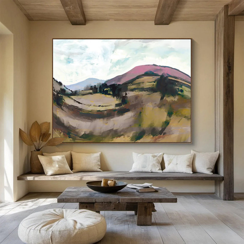 “Colorful Rolling Hills Landscape” - Expressive Landscape Painting On Canvas PT126