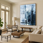 “Blue - Gray Abstract Cityscape” - Abstract Urban Painting On Canvas PT2343