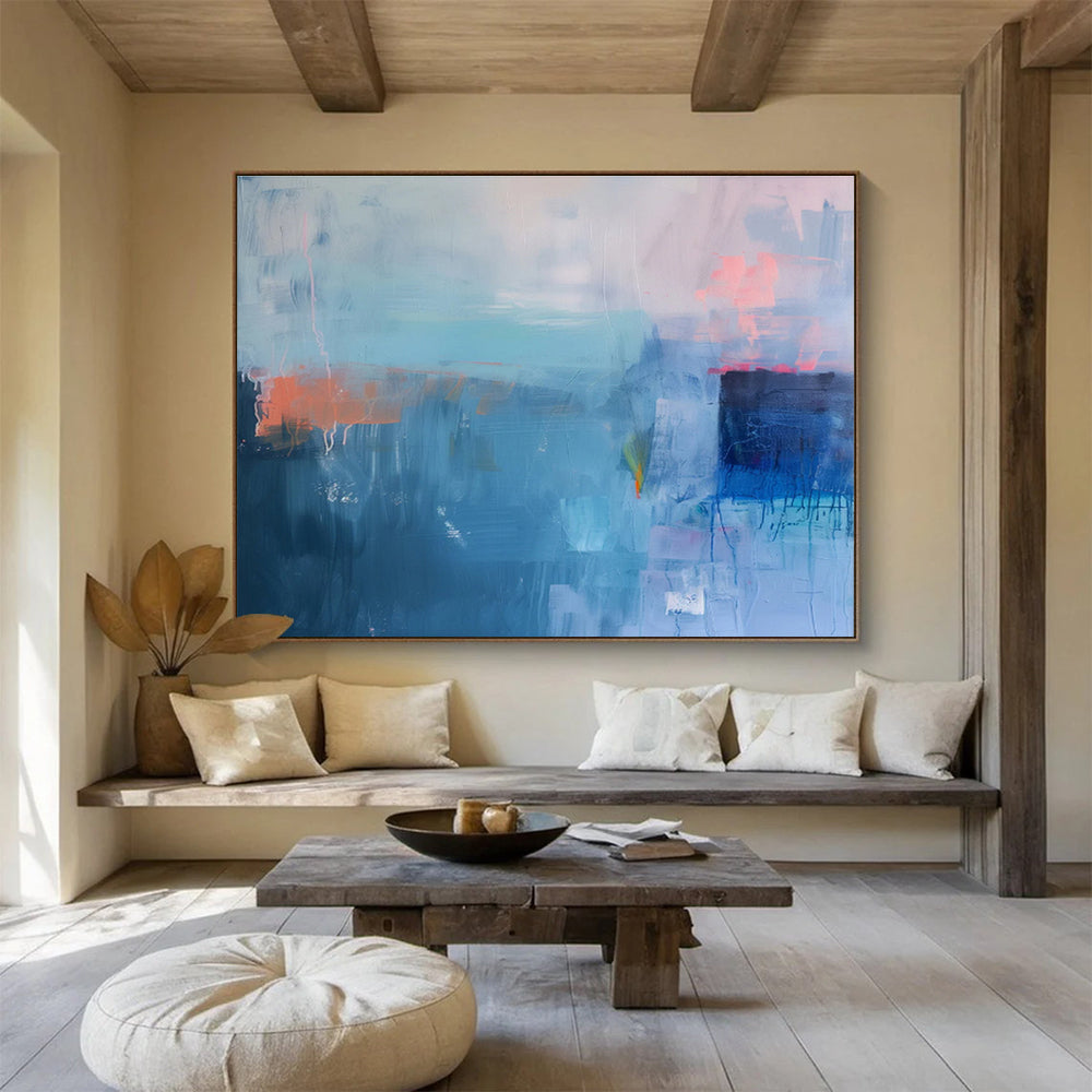 “Cool Blue Abstraction” - Abstract Expressionist Painting On Canvas DKS478