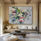 Colorful Blooms - Flower Bouquet Oil Painting, Ideal for Living Room & Bedroom DKS661