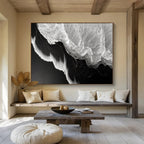 “Black and White Wave Textures” - Monochrome Marine Painting On Canvas PT075