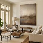 “Beige - Brown Textured Horizon” - Beige, Brown, Gray Abstract Textured Painting On Canvas PS0573